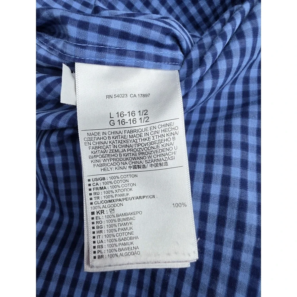 Banana Republic Non-iron Tailored Slim Fit Blue Check Plaid Shirt Men's Size L